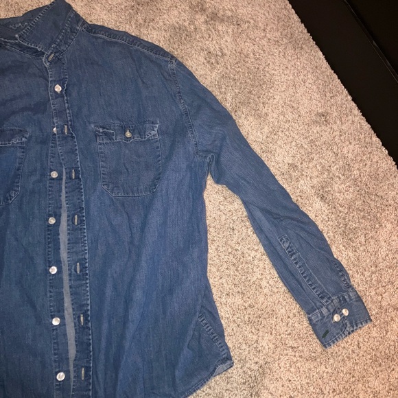 Thin Jean baggy button up - Picture 2 of 7